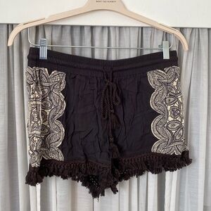 Black Fringe Shorts